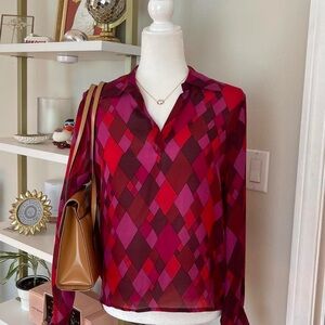 Rena Rowan Silk Top in Red and Pink Size S